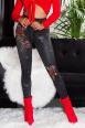 eggings Jeanslook con stampa floreale. NERO