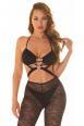 Tuta intera nera con cut-out e pantaloni in pizzo