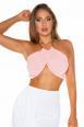 Top estivo rosa chiaro con scollo all&rsquo;americana e catena