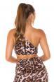 Top corto monospalla leopardato
