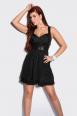 Vestito in organza con paillettes. Nero