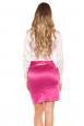 Gonna a tubino con cintura e strass. Rosa