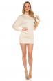 Mini abito monospalla con pizzo. Beige.