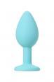 Plug color menta con gemma trasparente.