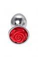 Plug in metallo con rosa rossa.