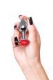 Plug in metallo con rosa rossa.