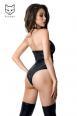 Eileen - Body nero con borchie e stringature laterali.