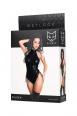 Eileen - Body nero con borchie e stringature laterali.