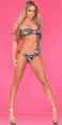 Monokini zebrato asimmetrico con catenelle e ciondoli.