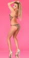 Monokini leopardato asimmetrico con catenelle e ciondoli.