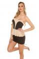 Mini abito con volants. Beige/nero.