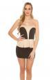 Mini abito con volants. Beige/nero.