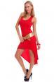 Vestito lungo svasato con coda. Rosso.