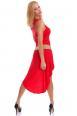 Vestito lungo svasato con coda. Rosso.