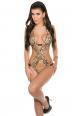 Monokini leopardato con incrocio e perle.