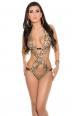 Monokini leopardato con incrocio e perle.