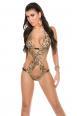 Monokini leopardato con incrocio e perle.