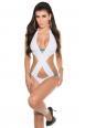 Monokini bianco con incrocio e perle.