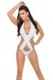 Monokini bianco con incrocio e perle.