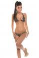 Bikini pitonato con doppie catene dorate.