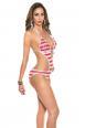 Monokini a righe con pietre. Bianco/rosso.