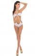 Monokini bianco perlato con catene dorate.