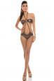 Monokini pitonato con catene dorate.