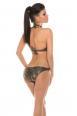 Monokini leopardato con catene ornamentali.