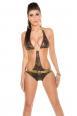 Monokini leopardato con cintura. Cappuccino/oro.
