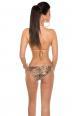 Monokini leopardato con cintura. Beige/oro.