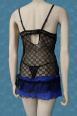 Chemise in tulle ricamato con borchie e volants. Nero-blu