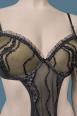 Body in tulle con fili in lurex. Verde-nero.