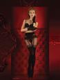 Ballerina: collant nero/rosso effetto reggicalze. Art. 340