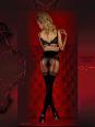 Ballerina: collant nero/rosso effetto reggicalze. Art. 340