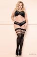 Ballerina: calze autoregg. nere/beige con motivo reggicalze. Art. 436