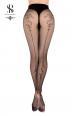 Collant velato c/riga e ramage. Nero/argento. Art. 558