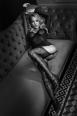 Calze nere da reggicalze con motivo tigrato. Art. BS126