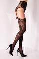 Calze nere da reggicalze con motivo tigrato. Art. BS126