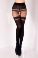 Collant aperto con disegno reggicalze e ricami bordeaux. Art. BS130