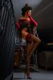 Ballerina: autoreggenti nere con ricami bordeaux e lurex. Art. BS133
