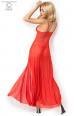 CHILIROSE: abito in chiffon con inserti in pizzo. Rosso