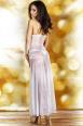 CHILIROSE: abito in chiffon con inserti in pizzo. Bianco.