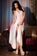 CHILIROSE: abito in chiffon con inserti in pizzo. Bianco.