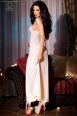 CHILIROSE: abito in chiffon con inserti in pizzo. Bianco.