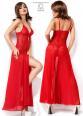 Abito lungo in pizzo e chiffon. Rosso