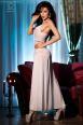 CHILIROSE: abito lungo in pizzo e chiffon. Bianco