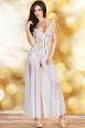 CHILIROSE: abito lungo in pizzo e chiffon. Bianco