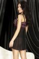 Babydoll in microrete con fascia in pizzo.