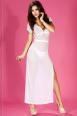 CHILIROSE: camicia da notte in microrete e pizzo con ciondolo. Bianco
