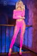 Top e leggings stringati con intagli. Rosa fluo